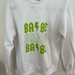 White and Green “BABE” Lightning Graphic Sweatshirt (M)